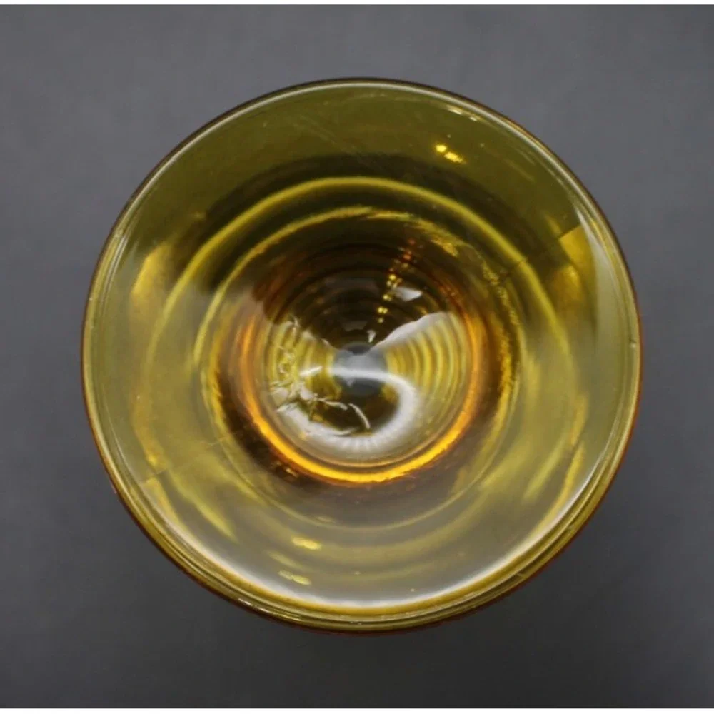 Vintage Romer Cordial Glasses Amber Beehive Stem Gold White Floral Set of 2